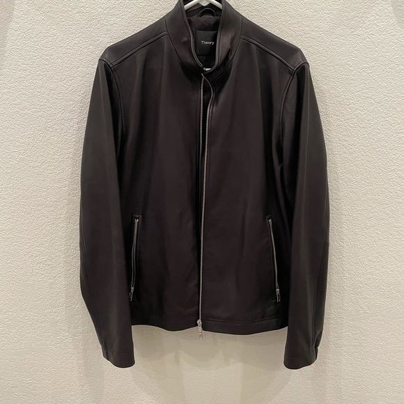 Theory Black Leather Jacket - Picture 2 of 12